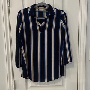 NWOT Catherine Malandrino Striped Blouse - Black, Blue, Gold
